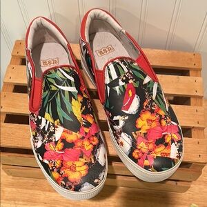 Ash Jungle Floral Bahia Leather Platform Slip On Sneaker Size 40